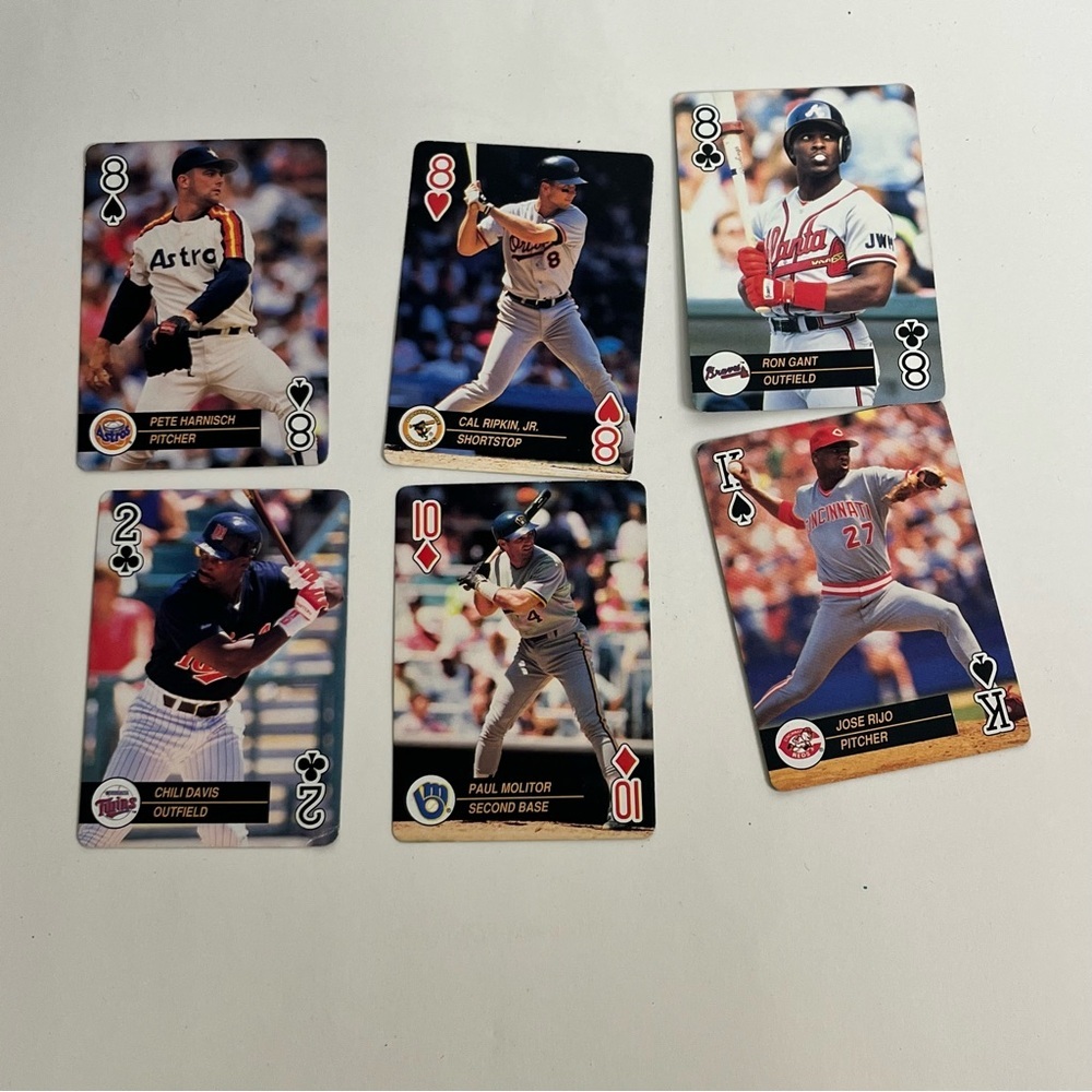 1992 u.s. playing card co. baseball lot‎ of 6 cards ephemera crafts junk journal